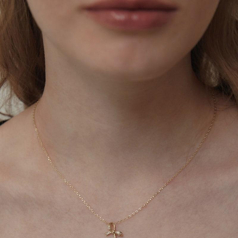 Tatiana (925 Silver) Twinkle Dangle Ribbon Necklace NZ2163