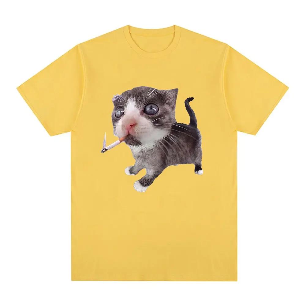 Funny Smoking Cat Meme Cigarette Kitten Graphic Tshirt Unisex Clothing Fashion Vintage Tshirts Casual T Shirts