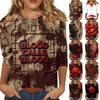 Women's Casual Three Quarter Sleeve Halloween Print Round Neck Top Lightweight Comfortable Fit Soft Fabric Stylish Design