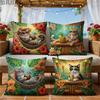 1/4pcs Tropical Vacation Cat Throw Pillow Covers Set of 4 Home farmhouse outdoor decoration cushion cover