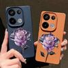 Kožený Vzor Křišťálové Růže Slim Matný Kryt pro Xiaomi 13T Pro Poco X7 X6 Redmi Note 14 13 Pro 12 11 10 Pro TPU Měkký Nárazuvzdorný Kryt na Telefon