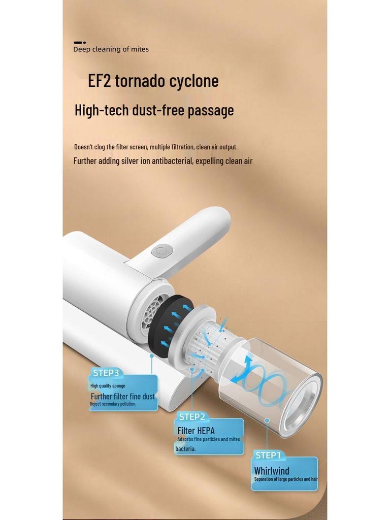 Compact Wireless UV Mite Removal Vacuum Cleaner for Beds and Sofas