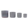 Handcrafted Ceramic Plant Pot Set, 4-Piece (diameter 38/31.5/24.5/20 cm), Glossy Ash Grey with Herringbone Relief, Breathable, Frost-Resistant