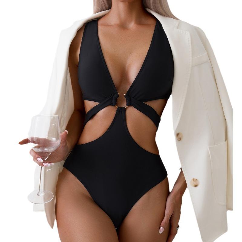 The New Bikini Is Popular In Europe and America. Solid Color Is Thin and Sexy. Bikini One-piece Swimsuit Swimsuit