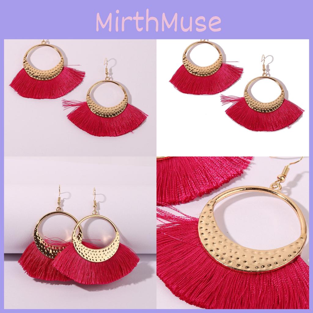 Retro Boho Alloy Long Tassel Earrings Geometric Fashion Jewelry For Women