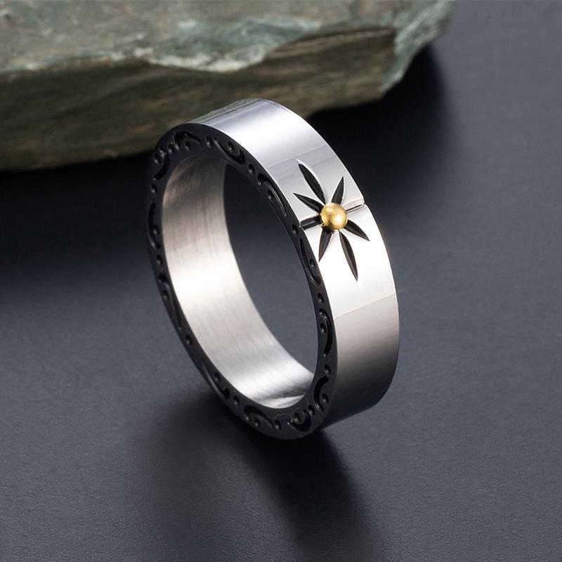 Pánský evropský a americký minimalistický prsten z titanové oceli Polaris