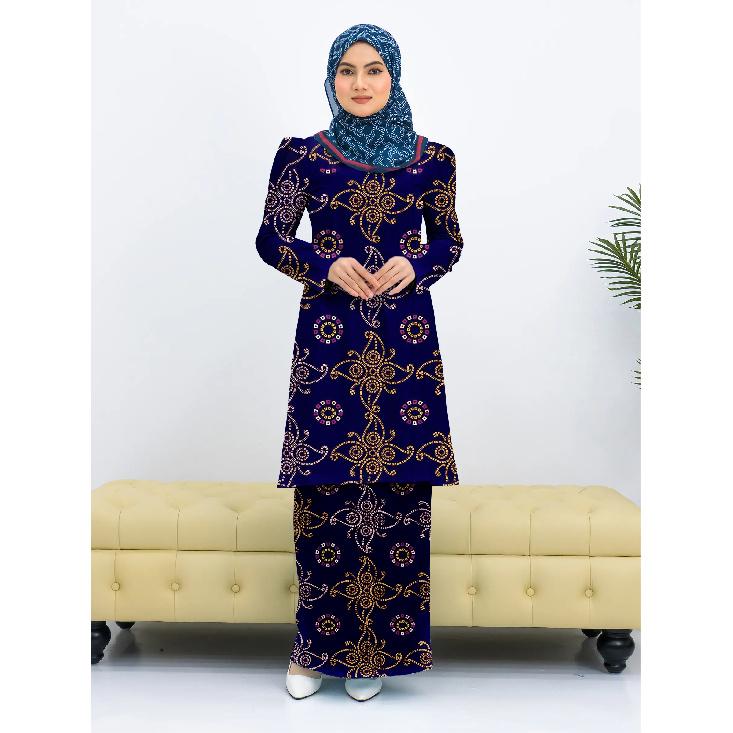 

Purple ink flower print fashion long red modern kurang pahang ladies casual muslim suit comfortable ladies two piece suit 4XL оранжевый