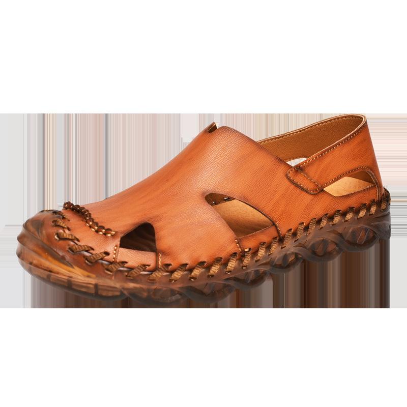 

Summer new 2061 large size, leather sandals trendy beach shoes cool slippers large size men s shoes sewn shoes 46 46 коричневый