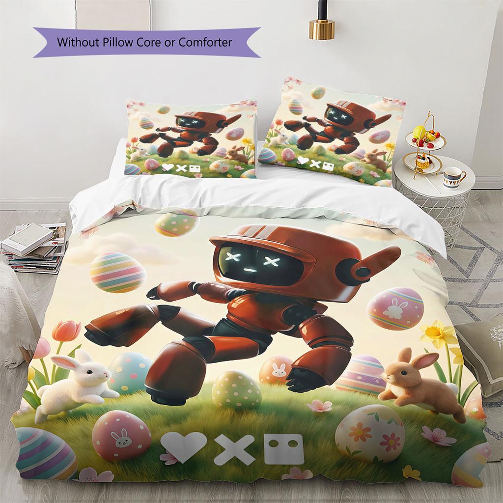 Love, Death, Robot Pattern Bedding Quilt Set Quilt Cover Pillowcase Home Decoration Birthday Gift (1 * duvet cover + 2 * pillowcase, without core)