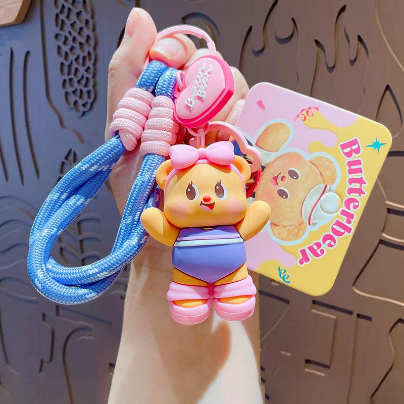 Cute Keychain Teddy Bear Figurine Hanging Decoration Couple Student Backpack Car Decoration Keychain Gift