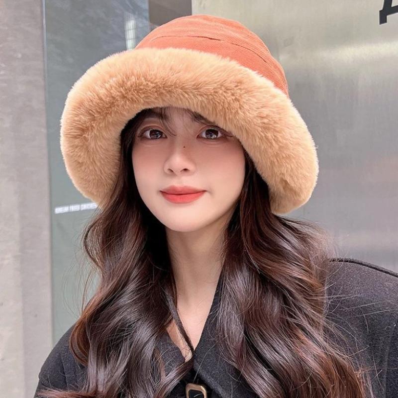 Women Autumn Winter Japanese Versatile Net Red Plush Lamb Hat Casual Wide Brim Warm