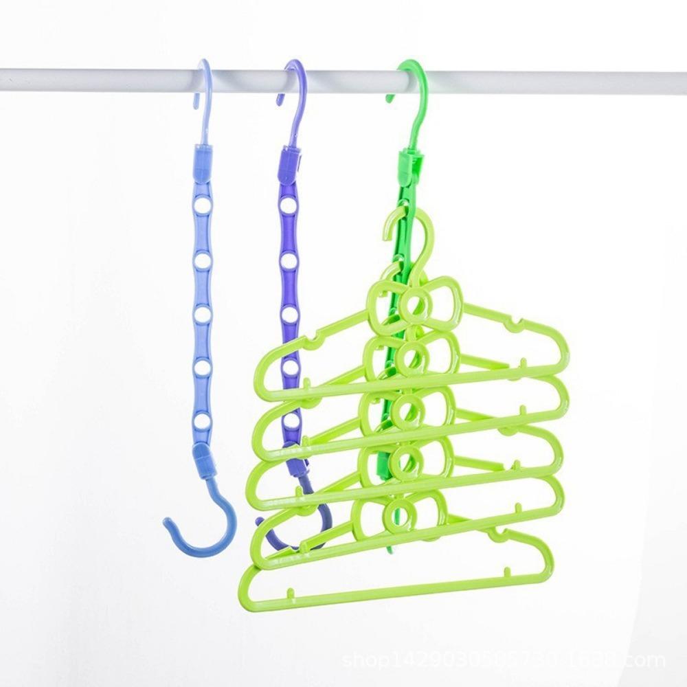 5PCS Creative Multi-functional Device Closet Clothes Hanger Space Saver Hanging Randoom Color