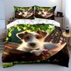 Cute Puppy In Hammock Scene Bedding Duvet Cover Set  (1*Duvet Cover 2*Pillowcases, Without Duvet Insert)