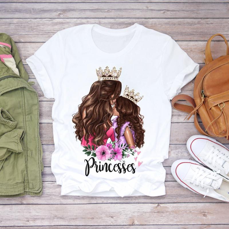 Women Cartoon Momlife Mom Mother Boy Girl Print Mother Lady T Shirts Top T Shirt