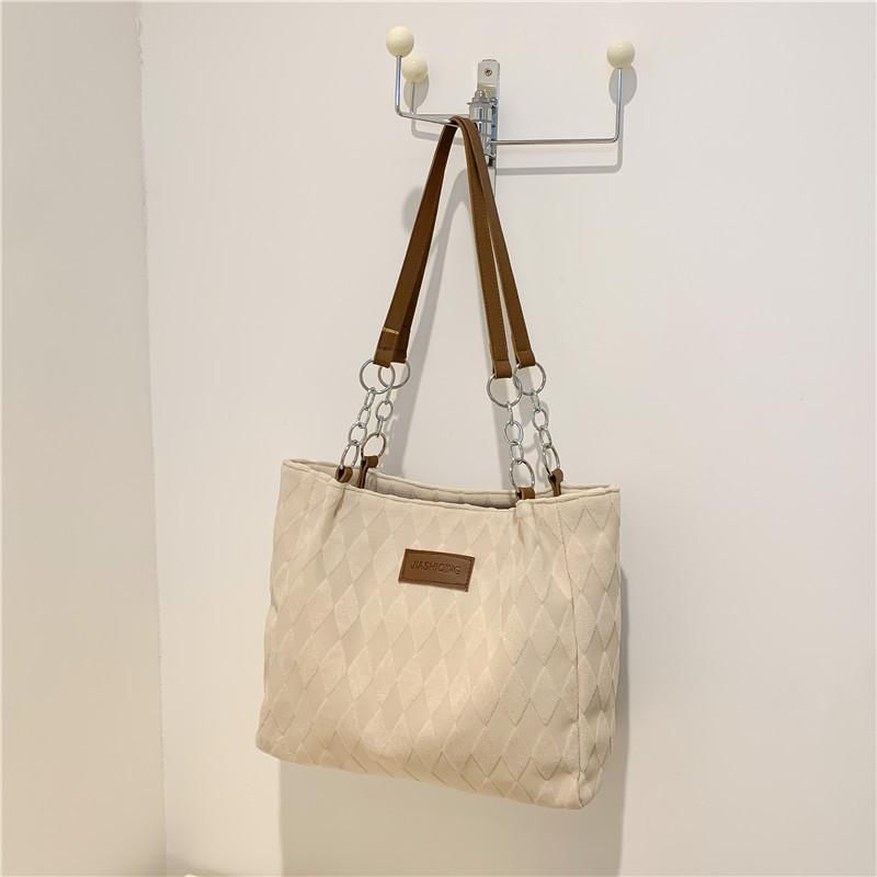 

Casual large-capacity bags Autumn and winter new women s bags Fashion commuter shoulder bags College students class tote bags белый
