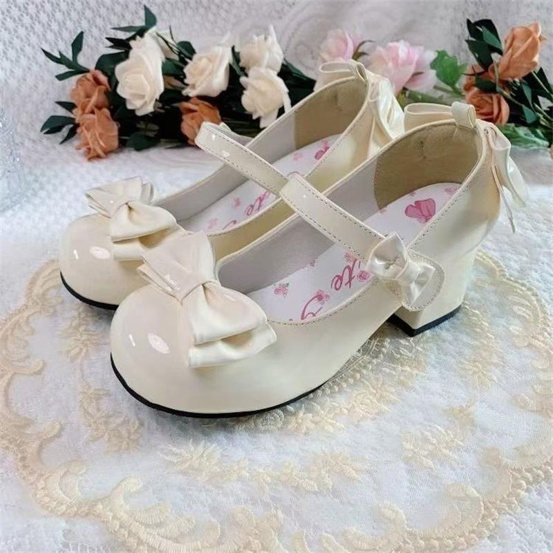 2025 Summer New Japanese Temperament Jk Round Head Bow Mary Jane Shoes Comfortable and Versatile Small Leather Shoes Women