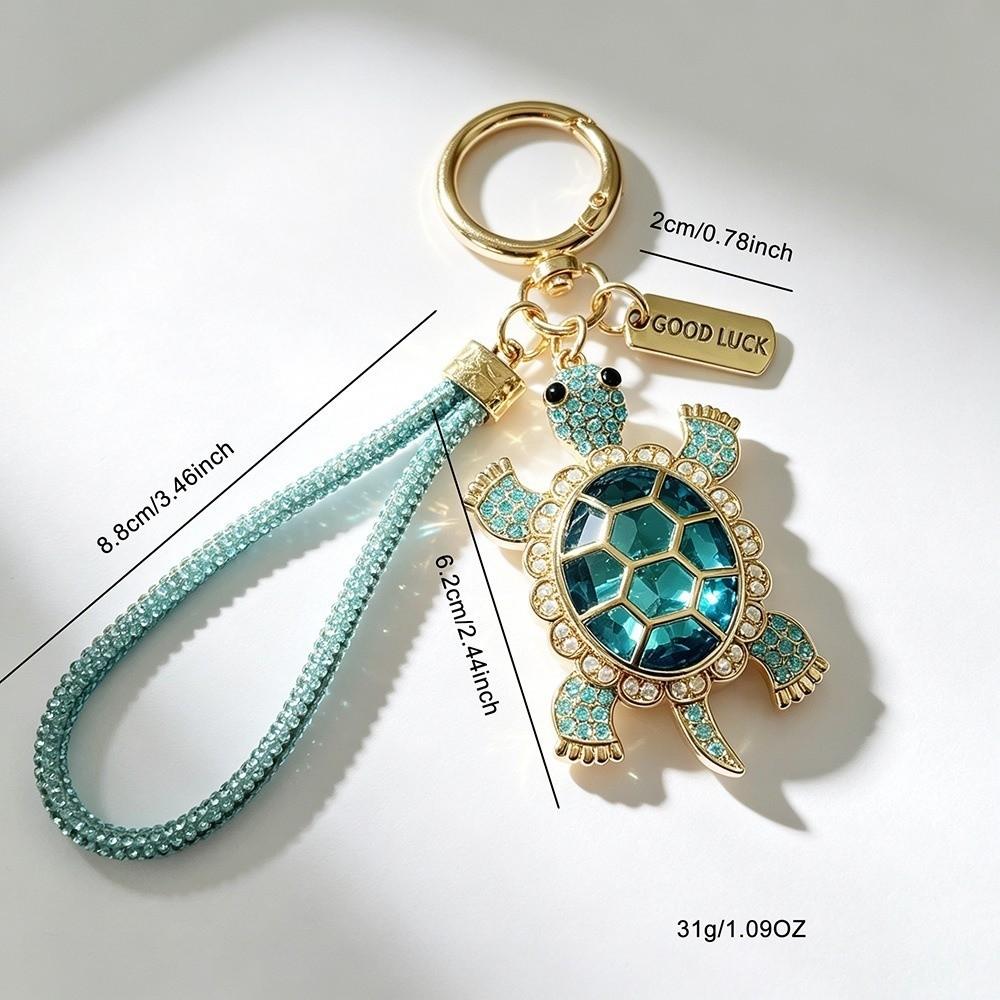 Good Fortune Turtle Keyring Imitation Crystal Animal Pendant Cute Turtle Keychain Girlfriend