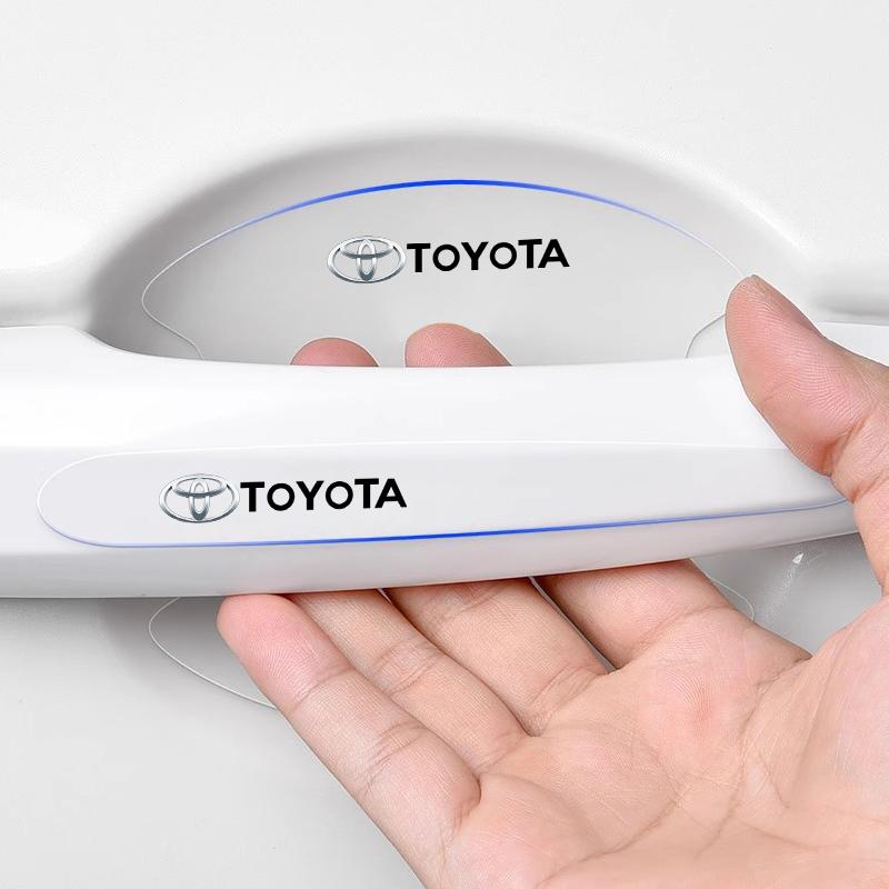 8Pcs TPU Car Door Handle Bowl Anti-scratch Sticker Protection Film Keyring For Toyota RAV4 CHR Corolla Camry Yaris Prado Alphard