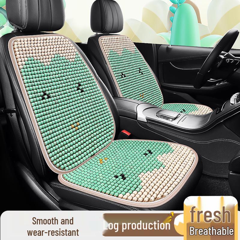 

Cartoon Cute Universal Wood Bead Car Seat Cushion for Front Seats - All Seasons Comfort Two Seats