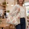 Elegant Rose Floral Pattern Casual Shoulder Tote Bag For Daily Commute Shopping