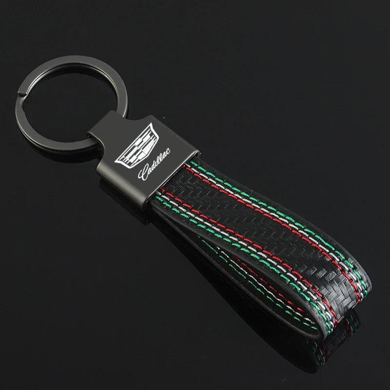 For Cadillac ATS BLS CT4 CT5 CT6 CTS ESCALADE SLS SRX XT4 XT5 XTS Fashion Leather Car Logo Key Chain Keyrings Pendant