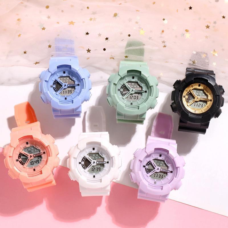 Sportuhr Student LED Elektronische Runde Uhr Bunt Herren Damen Quadratische Digitaluhren Gummiuhr