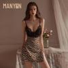 Manyan Sexy Lace High-Waist Leopard Print Nightdress with Suspenders