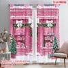 2pcs,2D Plane Printing Curtains Digital Printed Pink Christmas Gift House (2) Polyester (without Rod) Holiday Perfect for