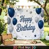 Party Backdrop Happy Birthday Birthday Blue White Photo Booth Background Front Door Decor