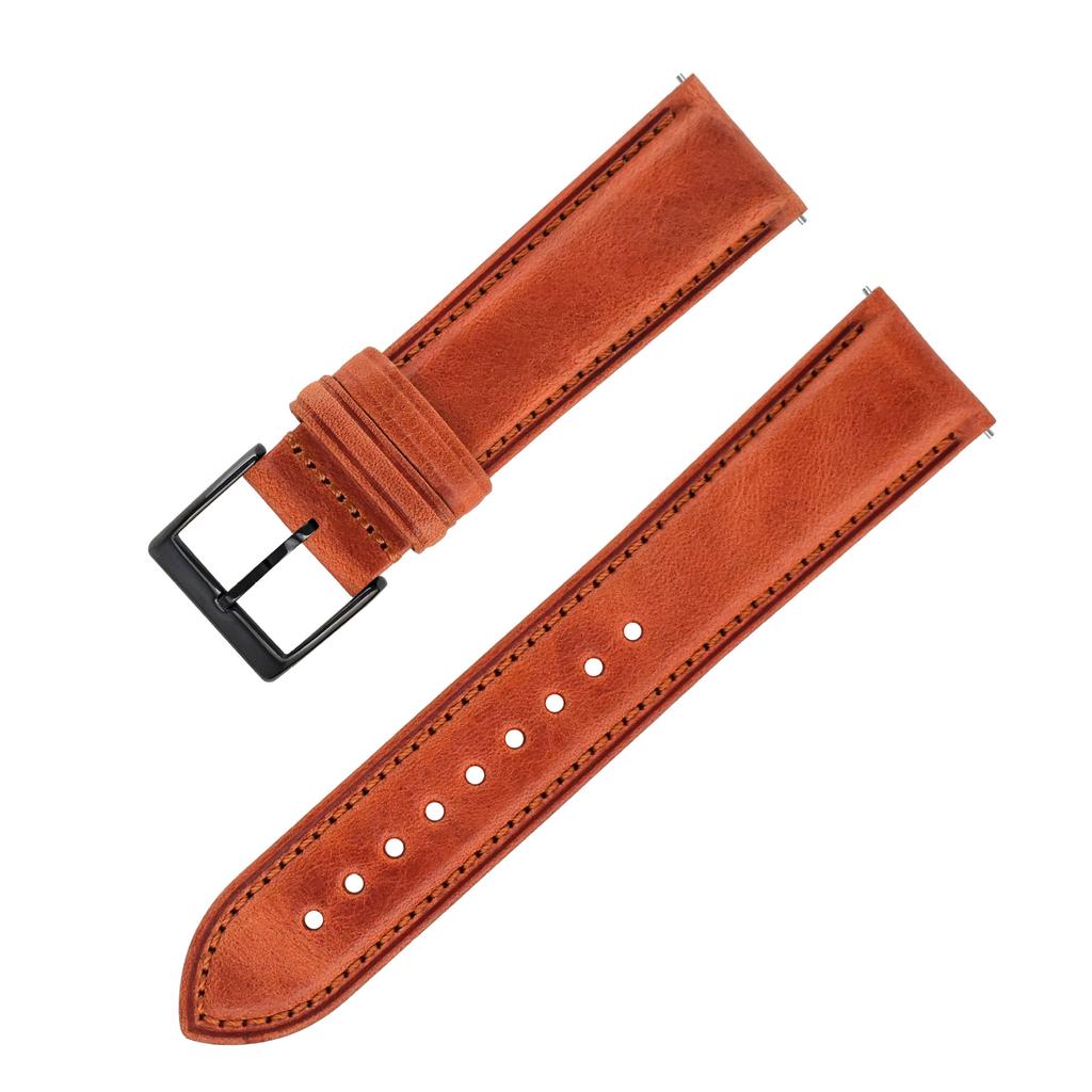 Applicable To Samsung Huawei Genuine Leather Strap For Men And Women, Quick Release Raw Ear 2022Mm Oil Wax First Layer Cowhide Strap Leather