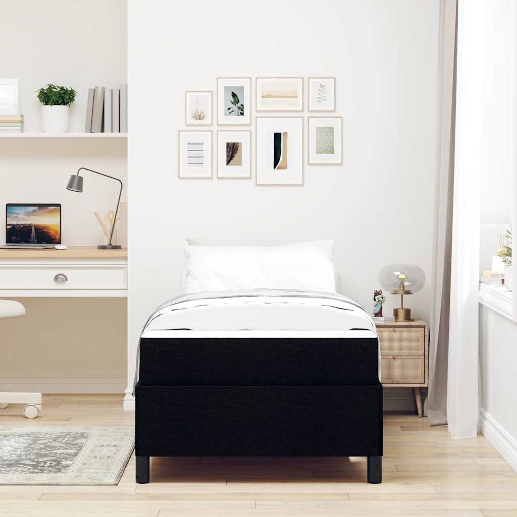 Box Spring Bed Black 90 x 200 cm Fabric