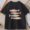 Retro Fisch Freizeit Outdoor Grafik T-Shirt Vintage Angeln Bequemes Oberteil Angler T-Shirt Unisex Kurzarm T-Shirt Trendiges T-Shirt