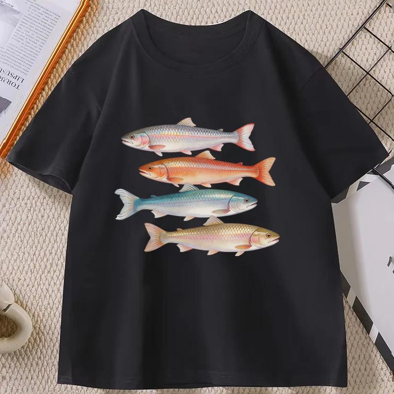 Retro Fisch Freizeit Outdoor Grafik T-Shirt Vintage Angeln Bequemes Oberteil Angler T-Shirt Unisex Kurzarm T-Shirt Trendiges T-Shirt