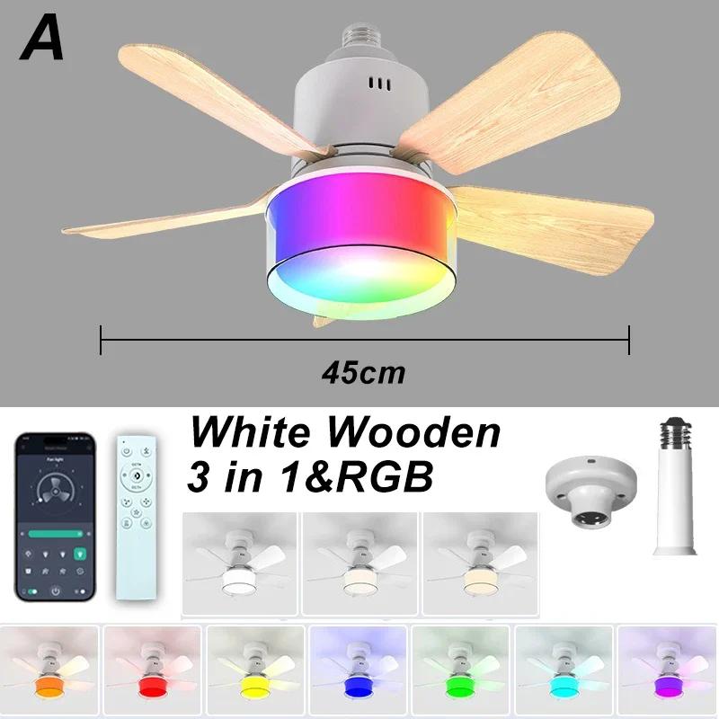 Ceiling Fan Lights RGB APP Remote Control Dimming Smart Light E27 Socket Timed for Living Room Kitchen Bedroom LED Lighting