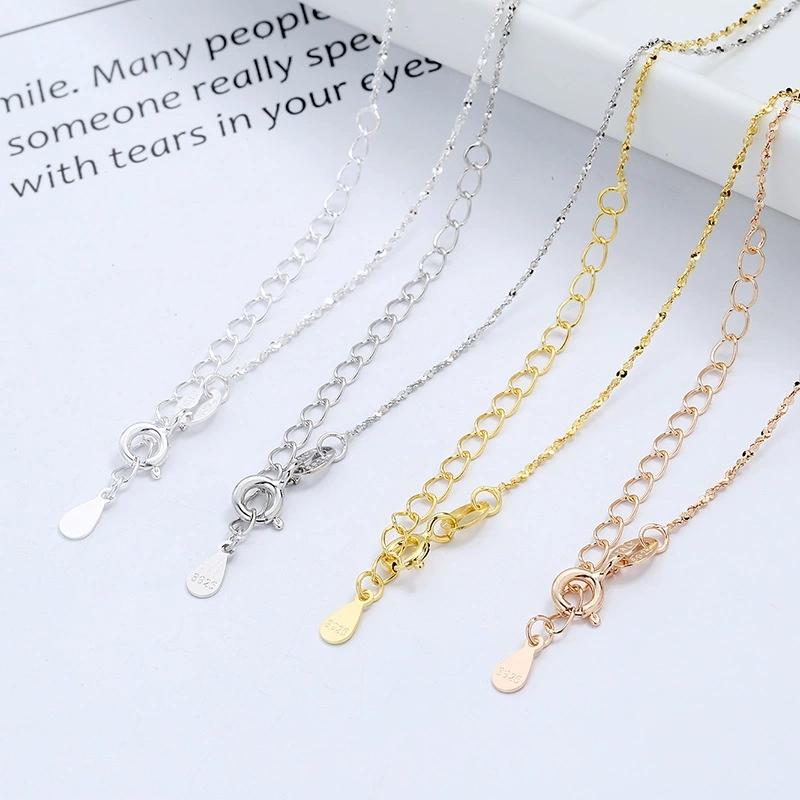 FY-C-10-5 S925 Sterling Silver Necklace Korean Version Pendant Short Clavicle Chain Shiny Niche Accessory
