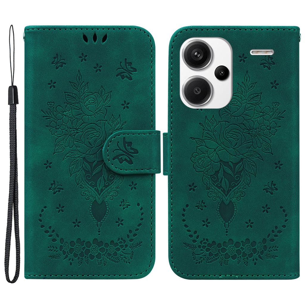 For Xiaomi Redmi Note 13 Pro+ 5G Magnetic Phone Case Rose Butterfly Imprinted Cover