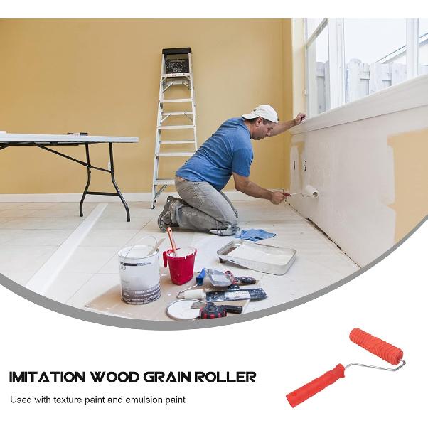 T Tool Tools 7-inch Textured Paint Roller Pattern Paint Roller for Walls DIY Wall Decor Empaistic Grain Painting Roller with Handle Rollers Painting