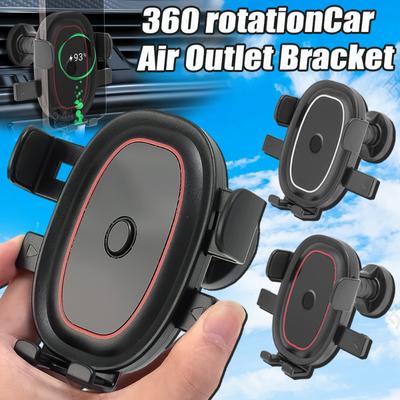 Car Phone Navigation Holder Automatic Air Outlet 360 Rotation Adjustable Hook Smartphone GPS Stand for Straight Fence Air Vents