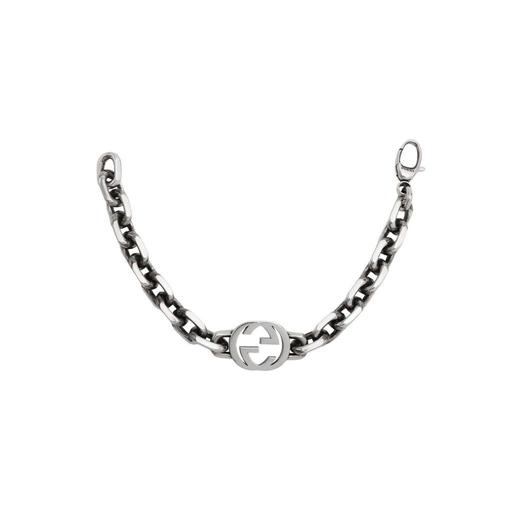 Gucci Verriegelndes doppeltes G mattes 925er Silberarmband Herrenarmband 627068-J8400-0728
