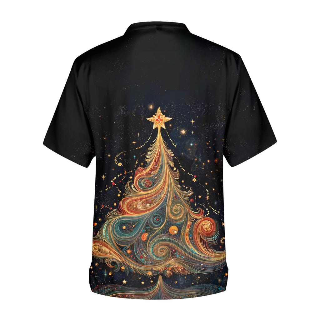 Men's Printing Short Sleeve V-neck Working Blouse Chest Pocket Carer Top