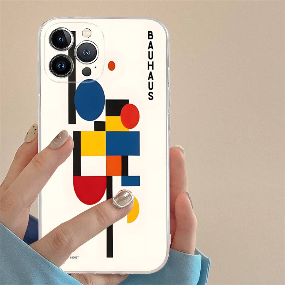 

Abstract B-Bauhaus Geometric Art Transparent Phone Case For IPhone 16 15 14 13 12 11 Pro Max Plus Soft Cover iPhone 16 plus