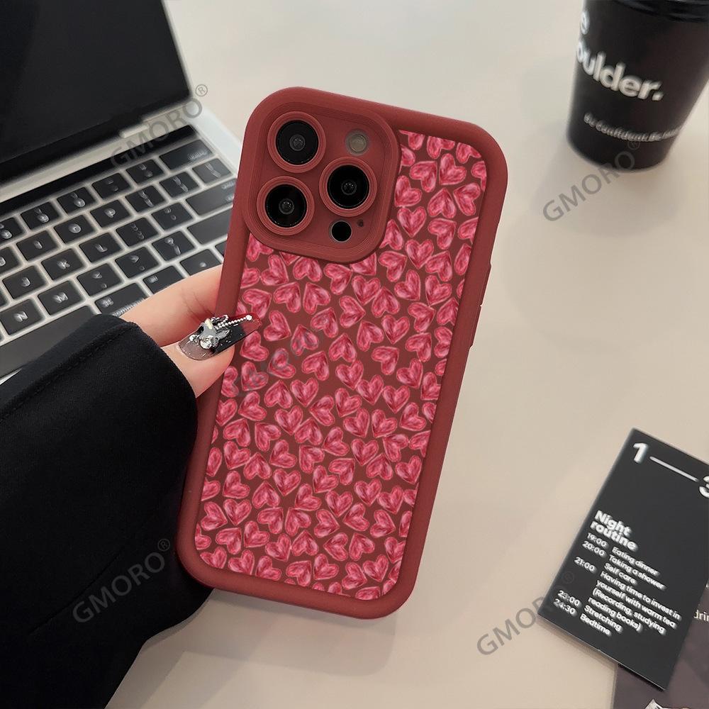 TK Station Hot-selling Full-screen Red Love iPhone16 High-end Mobile Phone Case Apple 17Pro Silicone Case