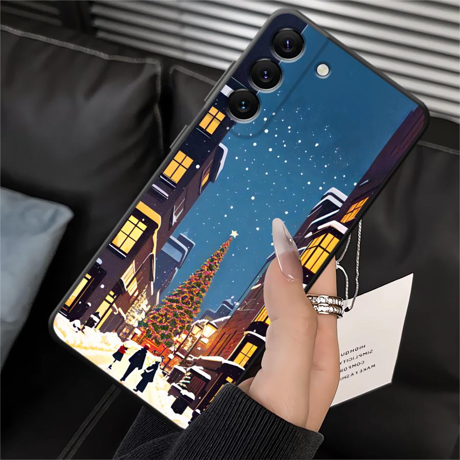 Hülle für Samsung Galaxy A20 A13 A04 A50 A06 A40 A16 A30 A15 A70 A10 A12 A17 A05 Schwarz Weiche Handyhülle Winter Schnee Weihnachten