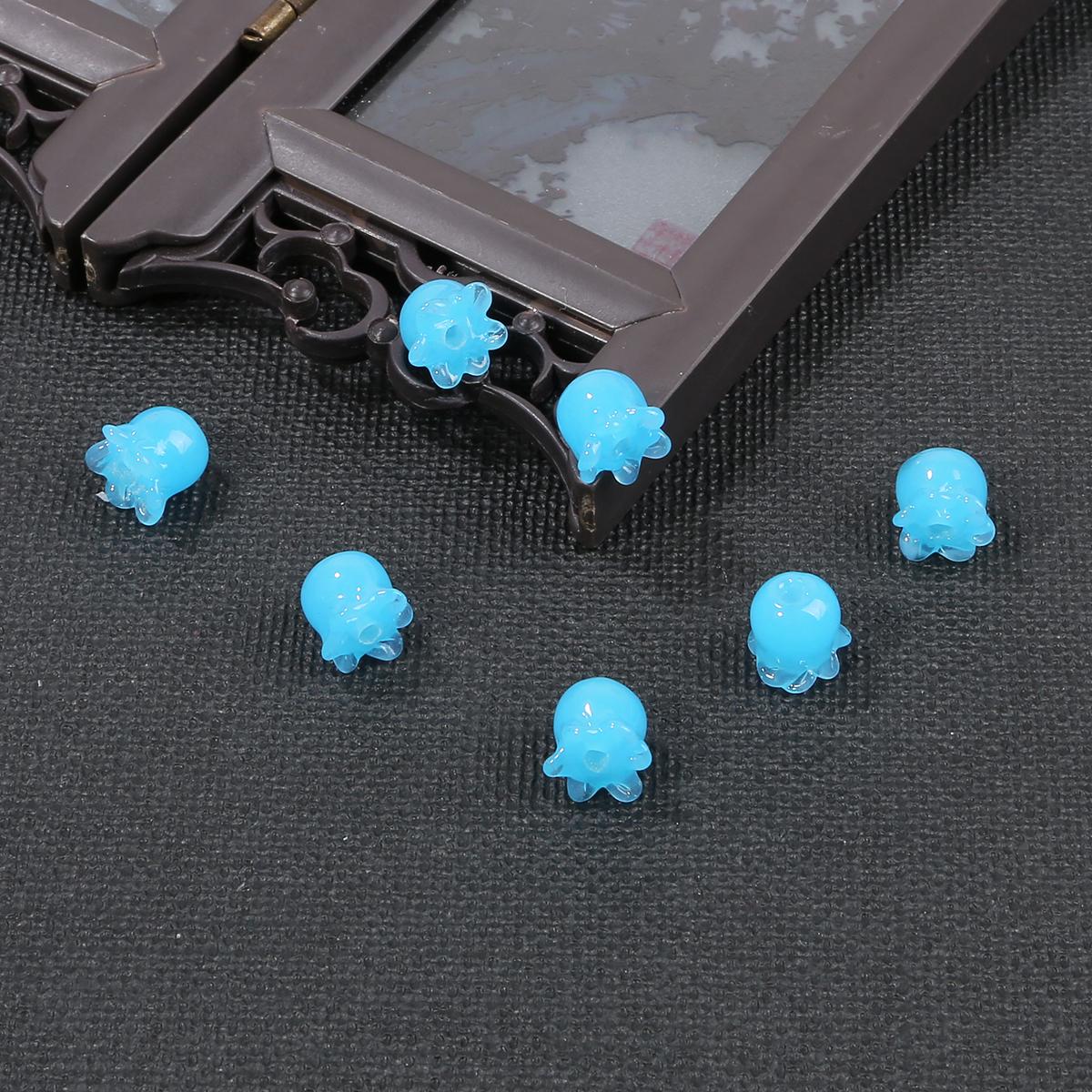 

1 шт. 8x10 мм лэмпворк, глазурованный ландыш, кулон в форме бутона, стеклянные бусины, сделай сам, изготовление ювелирных изделий синий