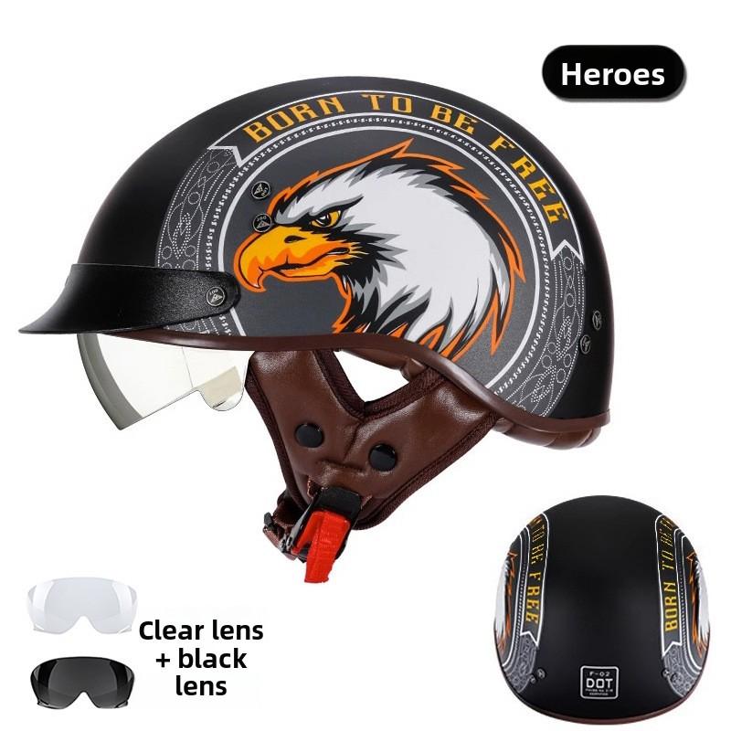 Motorcycle Helmet Retro Half Helmet Unisex Four Seasons Cycling Safety Helmet Cool