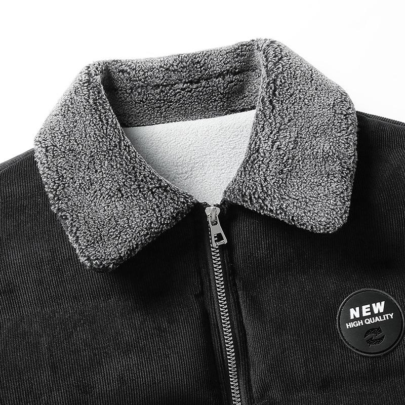 Men's Retro Corduroy Thick Velvet Lapel Jacket - Winter Casual Loose Fit