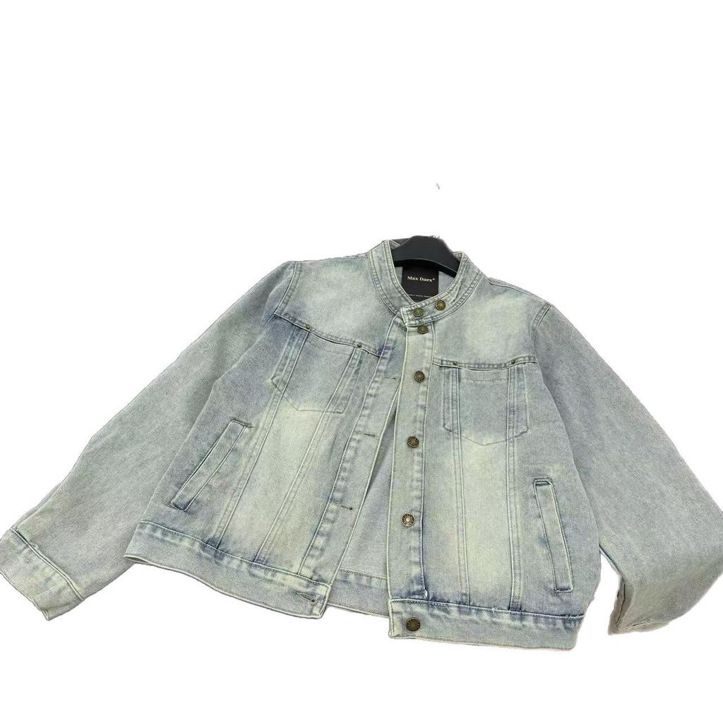 Veste en jean rétro bicolore coréenne Max Daex, Haut polyvalent style automne pour le travail