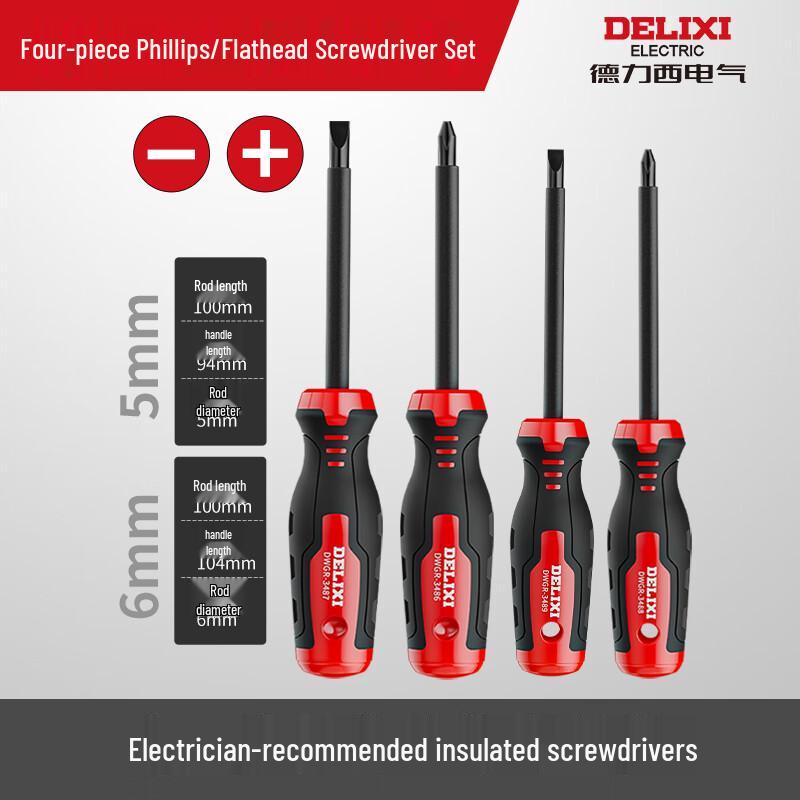 DELIXI Electrician Screwdriver 4-Piece Set