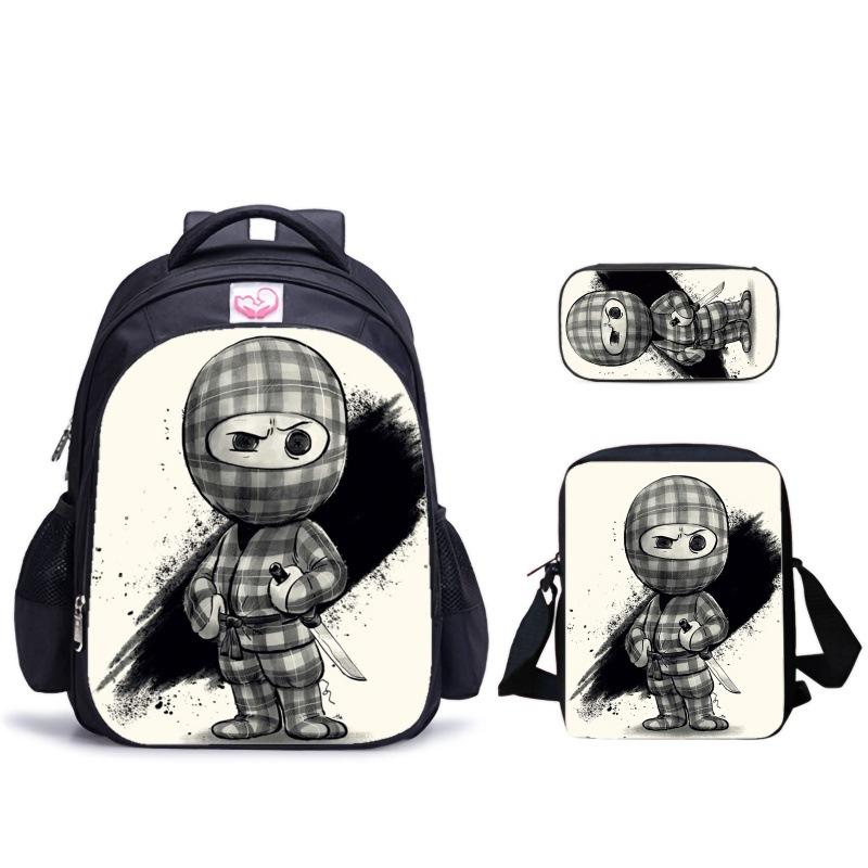 Ninja Kidz Dreiteiliges Schulset, Schultasche Satchel Federmäppchen Aufbewahrungskombination für Jungen und Mädchen