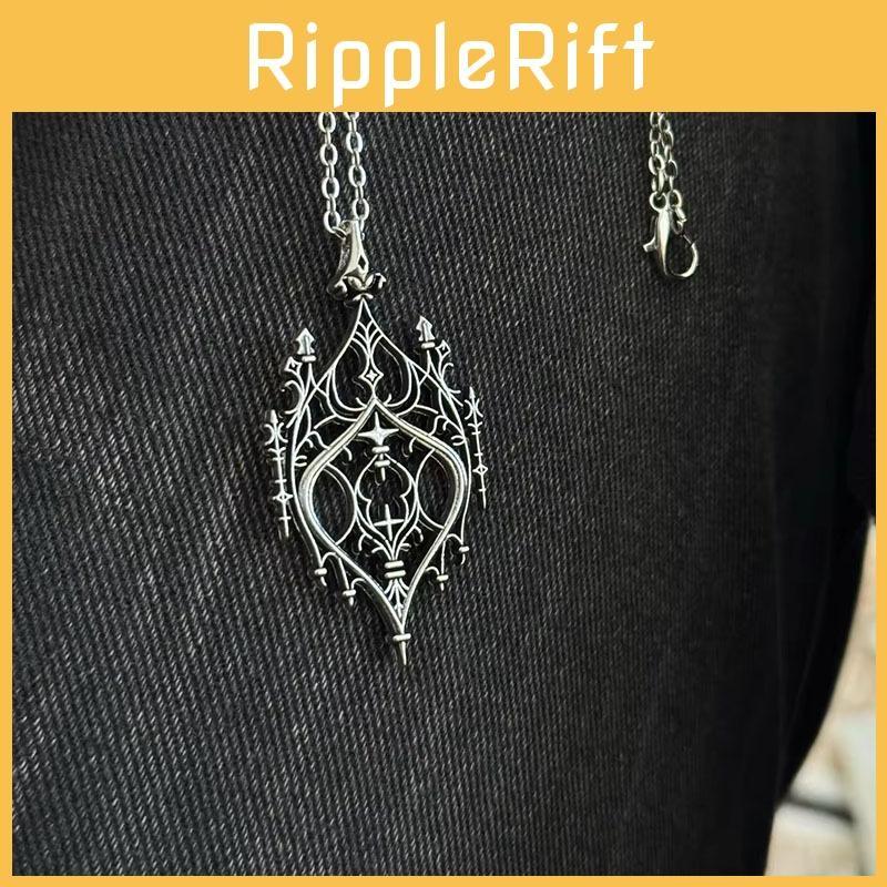 Vintage Castle Punk Pendant Necklace Alloy Drop Shape Link Chain Gift Festival